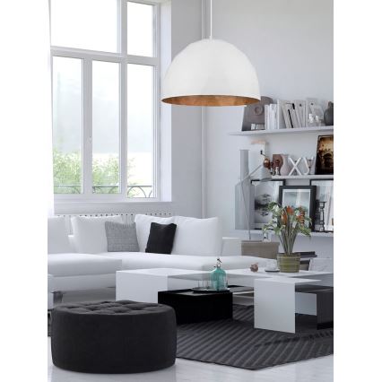 Candelabro suspenso DIAMENT 1xE27/60W/230V d. 35 cm branco/cobre