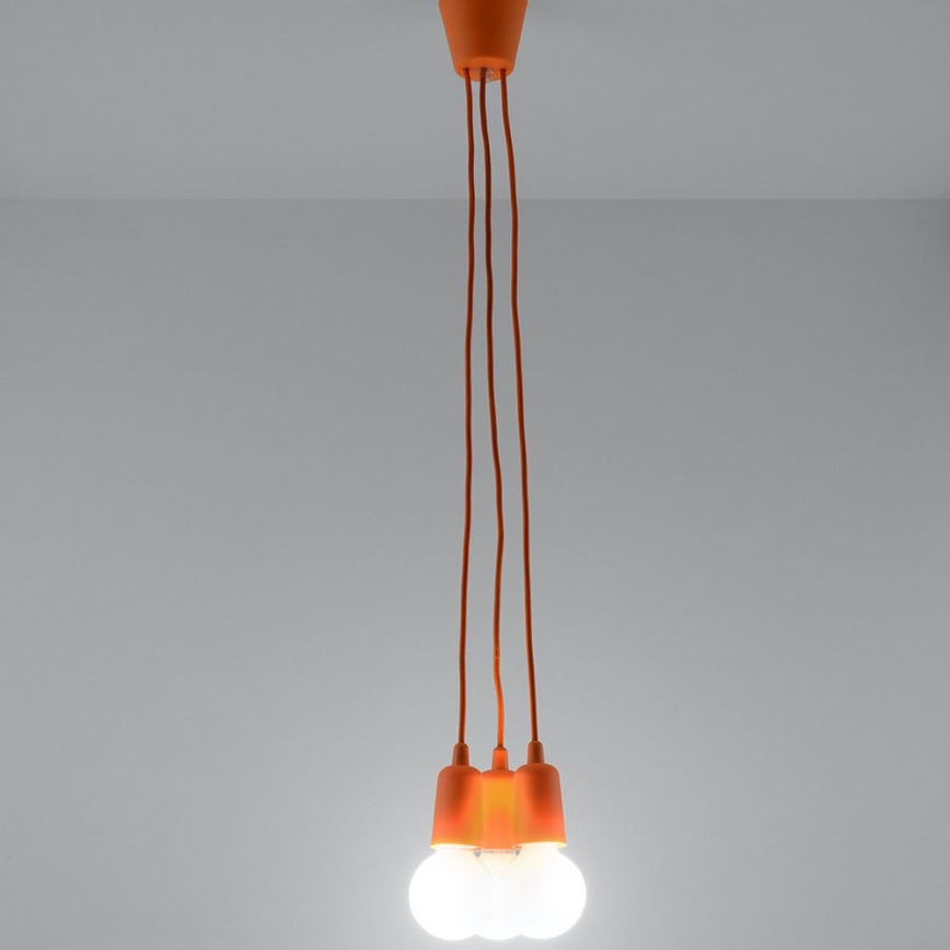 Candelabro suspenso DIEGO 3xE27/60W/230V laranja