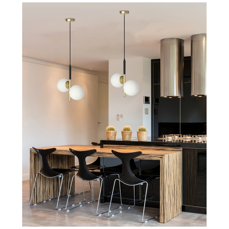 Candelabro suspenso DUO 2xE14/40W/230V dourado/preto