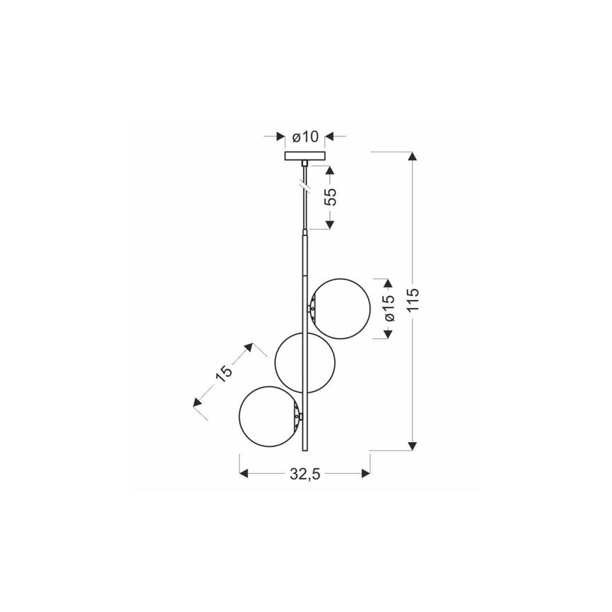Candelabro suspenso DUO 3xE14/40W/230V dourado/preto