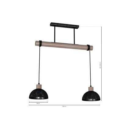 Candelabro suspenso ERIK 2xE27/60W/230V castanho/preto