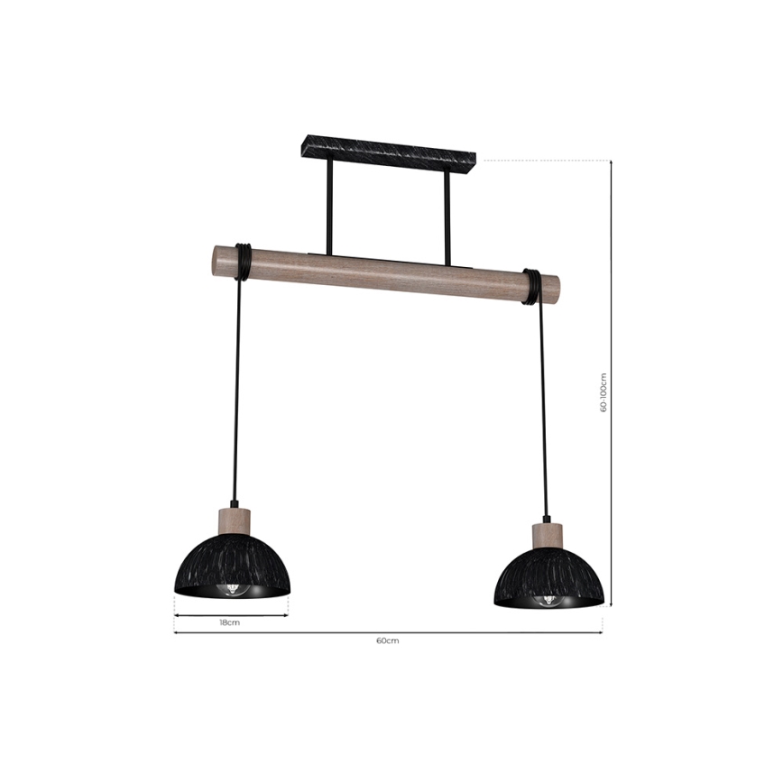 Candelabro suspenso ERIK 2xE27/60W/230V castanho/preto