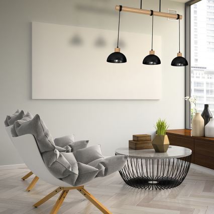 Candelabro suspenso ERIK 3xE27/60W/230V bege/preto