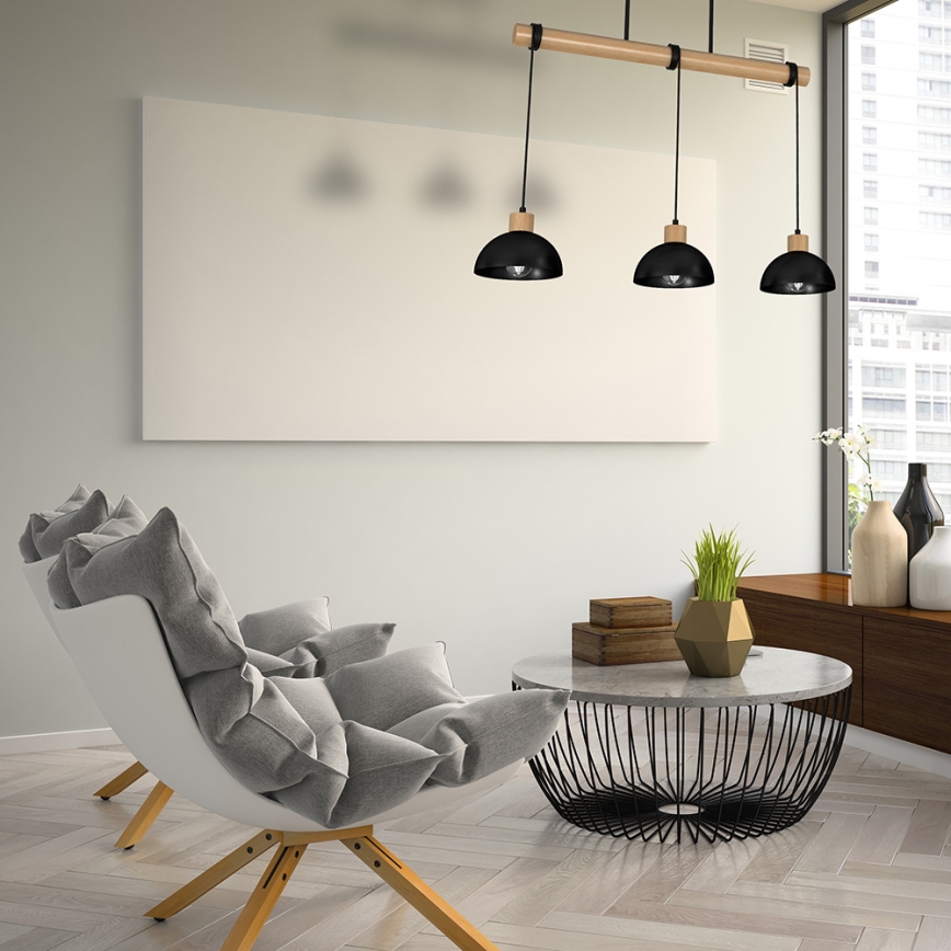 Candelabro suspenso ERIK 3xE27/60W/230V bege/preto