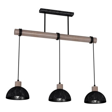 Candelabro suspenso ERIK 3xE27/60W/230V castanho/preto