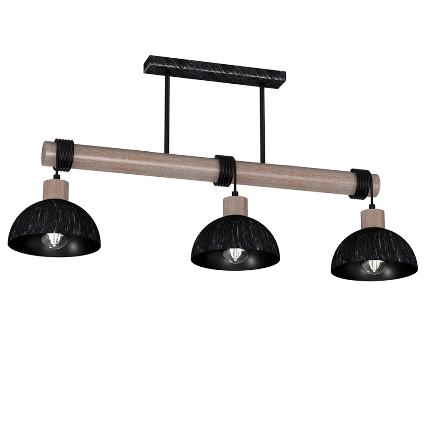Candelabro suspenso ERIK 3xE27/60W/230V castanho/preto