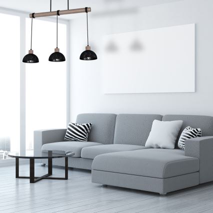 Candelabro suspenso ERIK 3xE27/60W/230V castanho/preto