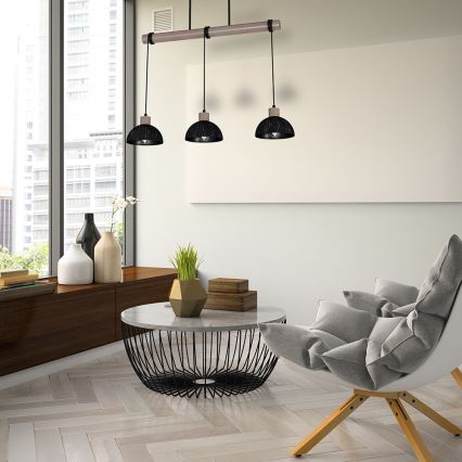 Candelabro suspenso ERIK 3xE27/60W/230V castanho/preto