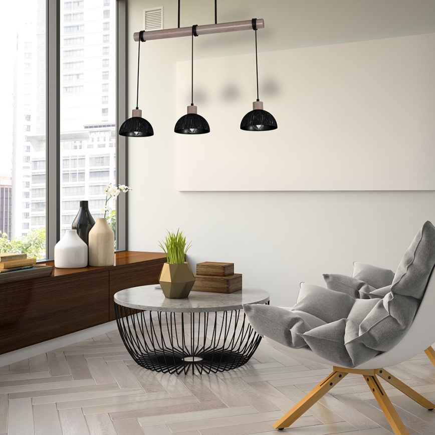 Candelabro suspenso ERIK 3xE27/60W/230V castanho/preto