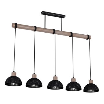 Candelabro suspenso ERIK 5xE27/60W/230V castanho/preto