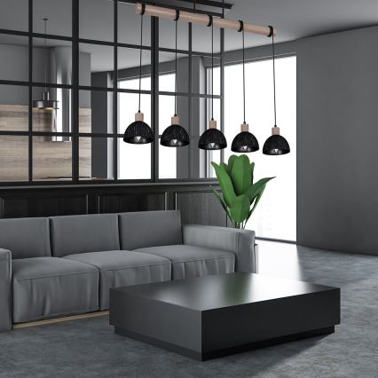 Candelabro suspenso ERIK 5xE27/60W/230V castanho/preto