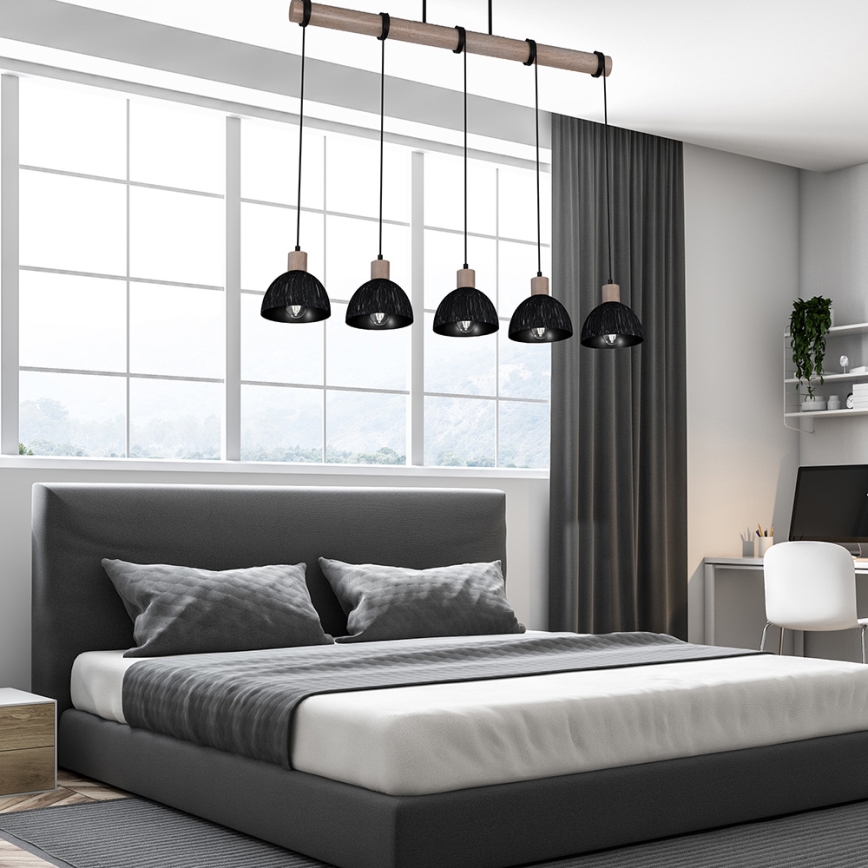 Candelabro suspenso ERIK 5xE27/60W/230V castanho/preto