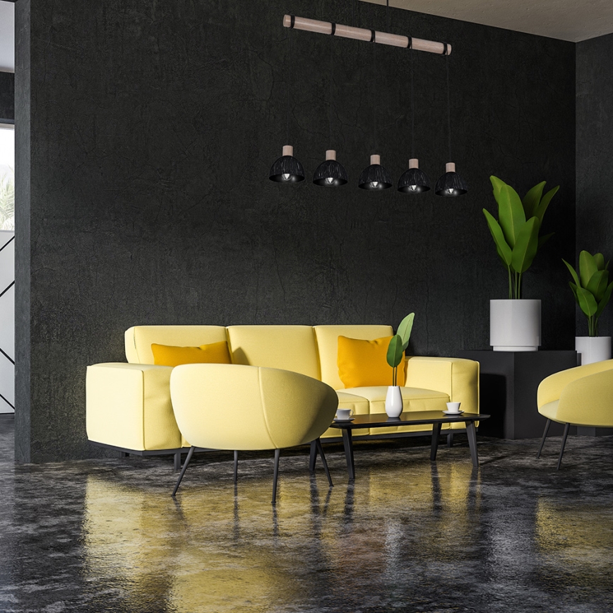 Candelabro suspenso ERIK 5xE27/60W/230V castanho/preto