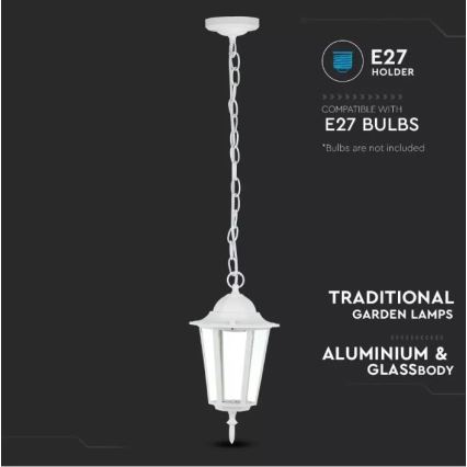 Candelabro suspenso exterior 1xE27/40W/230V IP44 branco