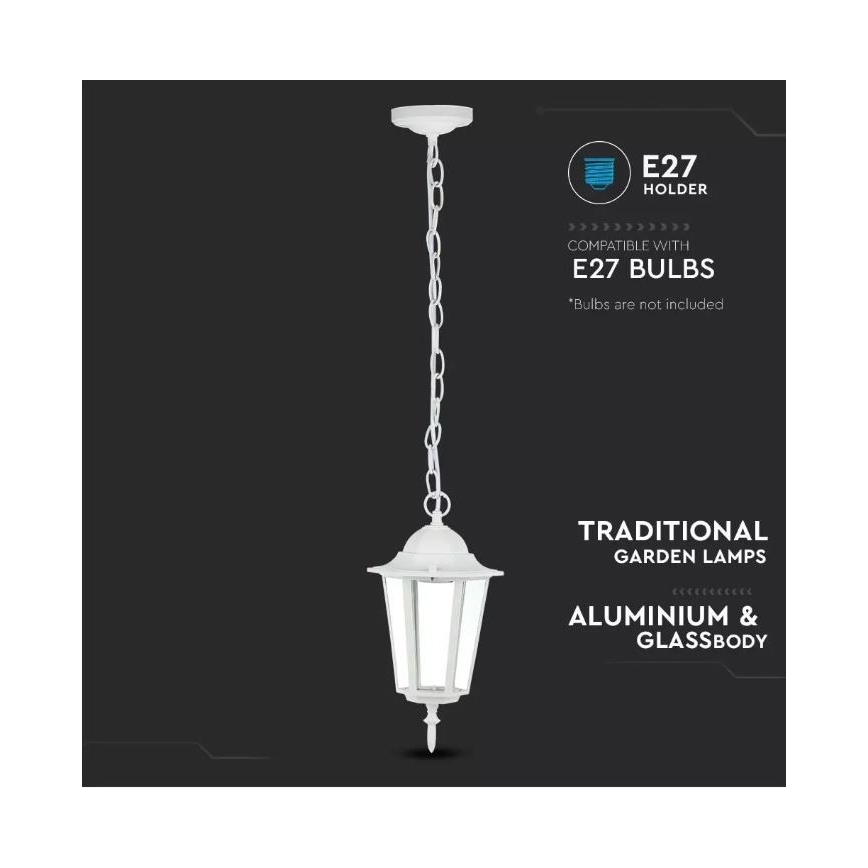 Candelabro suspenso exterior 1xE27/40W/230V IP44 branco