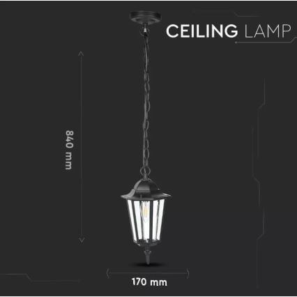 Candelabro suspenso exterior 1xE27/40W/230V IP44 preto