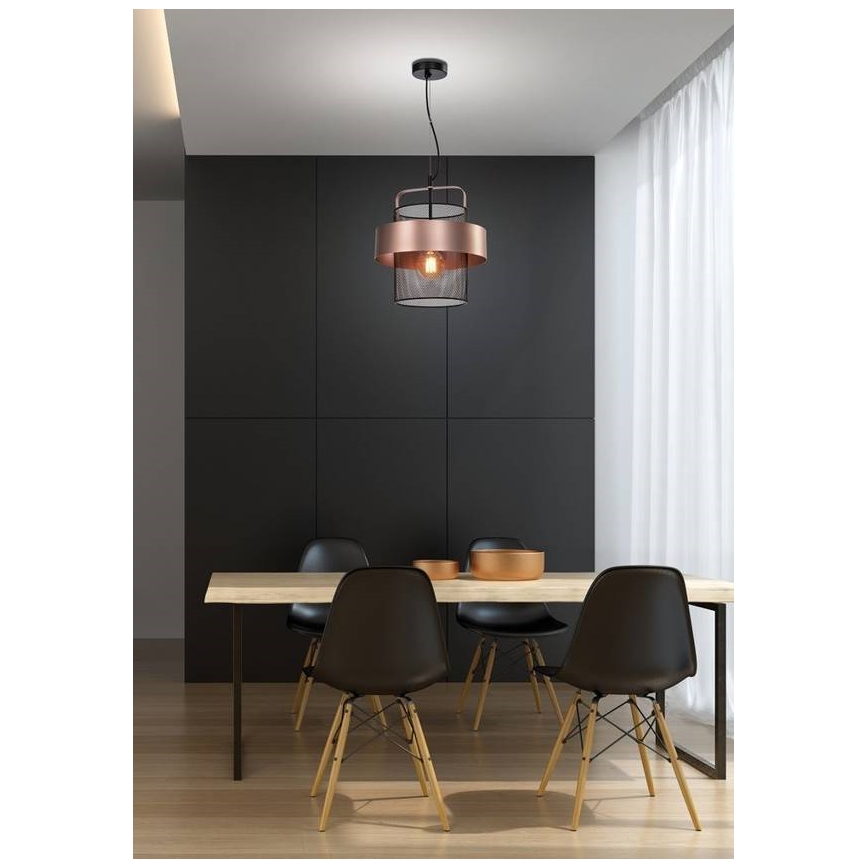 Candelabro suspenso FIBA 1xE27/60W/230V Rosa dourado/preto