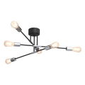 Candelabro suspenso FLAME 6xE27/60W/230V preto/cromado brilhante