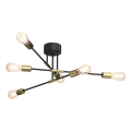 Candelabro suspenso FLAME 6xE27/60W/230V preto/dourado