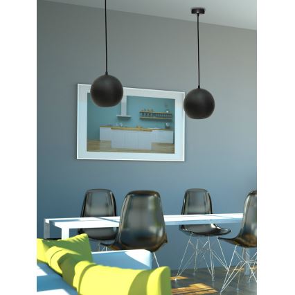 Candelabro suspenso FLEN 1xE27/40W/230V diâmetro 20 cm preto