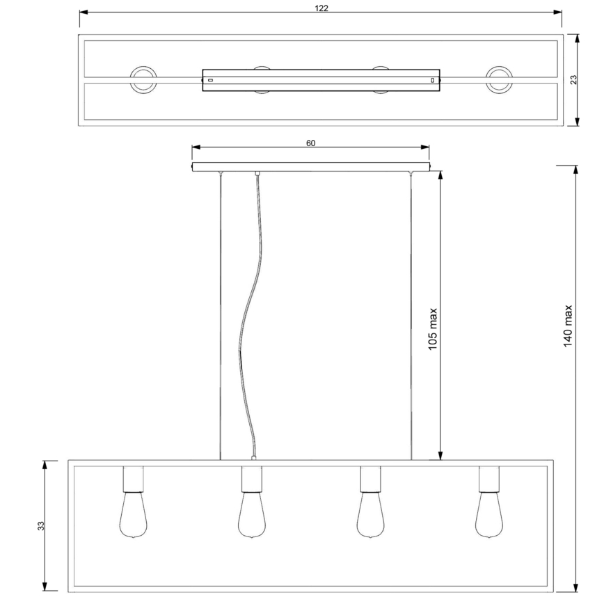 Candelabro suspenso FRAME 4xE27/60W/230V preto