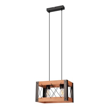 Candelabro suspenso FRIDA 2xE27/60W/230V preto/castanho faia