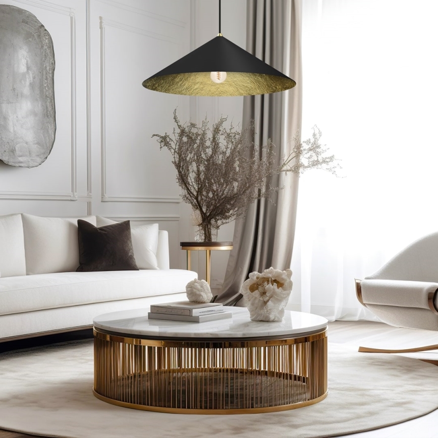 Candelabro suspenso FUJI 1xE27/60W/230V diâmetro 70 cm preto/dourada