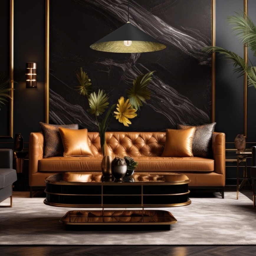 Candelabro suspenso FUJI 1xE27/60W/230V diâmetro 70 cm preto/dourada