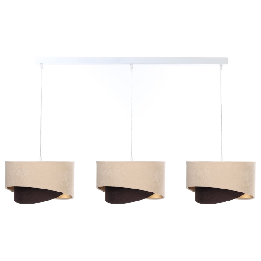 Candelabro suspenso GALAXY 3xE27/60W/230V bege/castanho/dourado