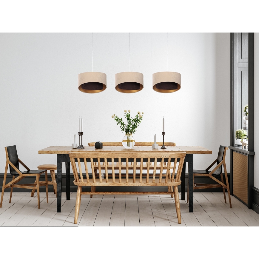 Candelabro suspenso GALAXY 3xE27/60W/230V bege/castanho/dourado