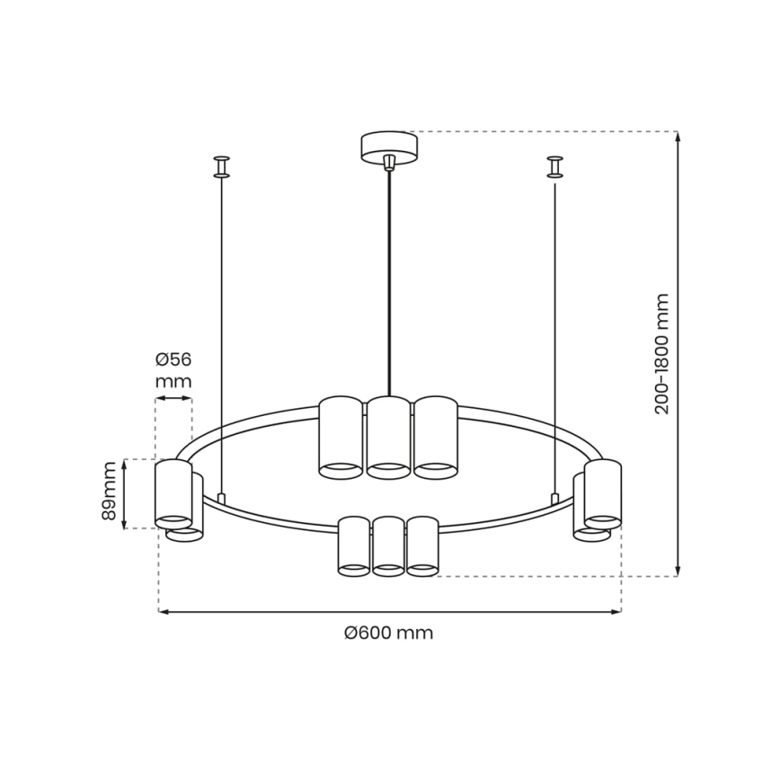 Candelabro suspenso GENESIS 10xGU10/8W/230V dourada