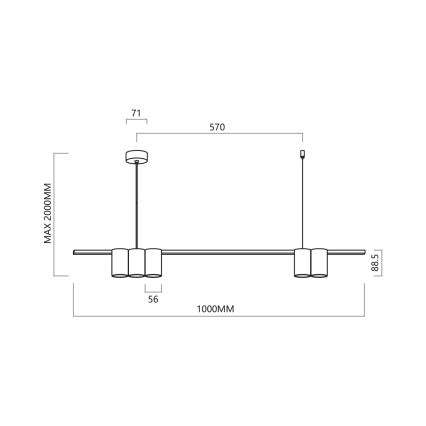 Candelabro suspenso GENESIS 5xGU10/8W/230V preto