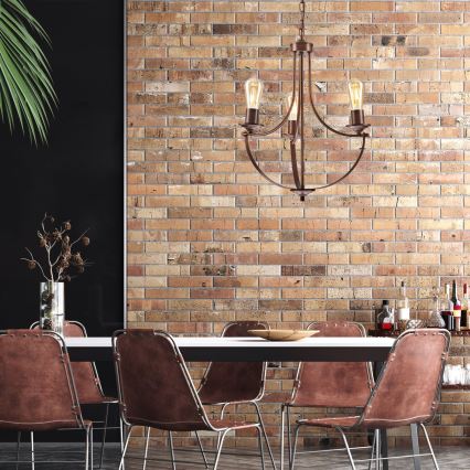 Candelabro suspenso GINA 3xE27/60W/230V castanho