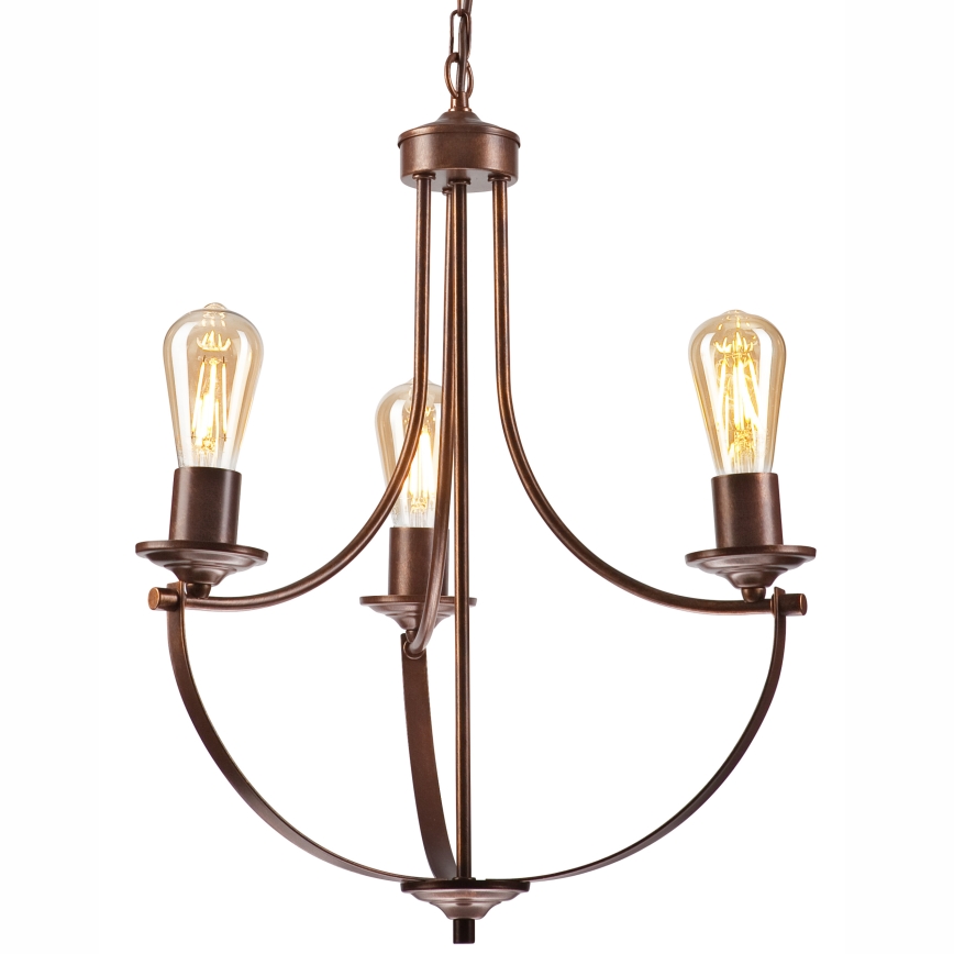 Candelabro suspenso GINA 3xE27/60W/230V castanho