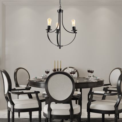 Candelabro suspenso GINA 3xE27/60W/230V preto
