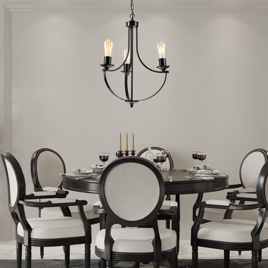 Candelabro suspenso GINA 3xE27/60W/230V preto