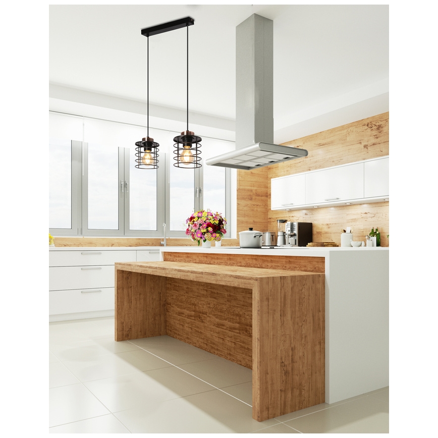 Candelabro suspenso GLOB 2xE27/40W/230V preto