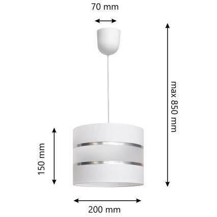 Candelabro suspenso HELEN 1xE27/15W/230V branco