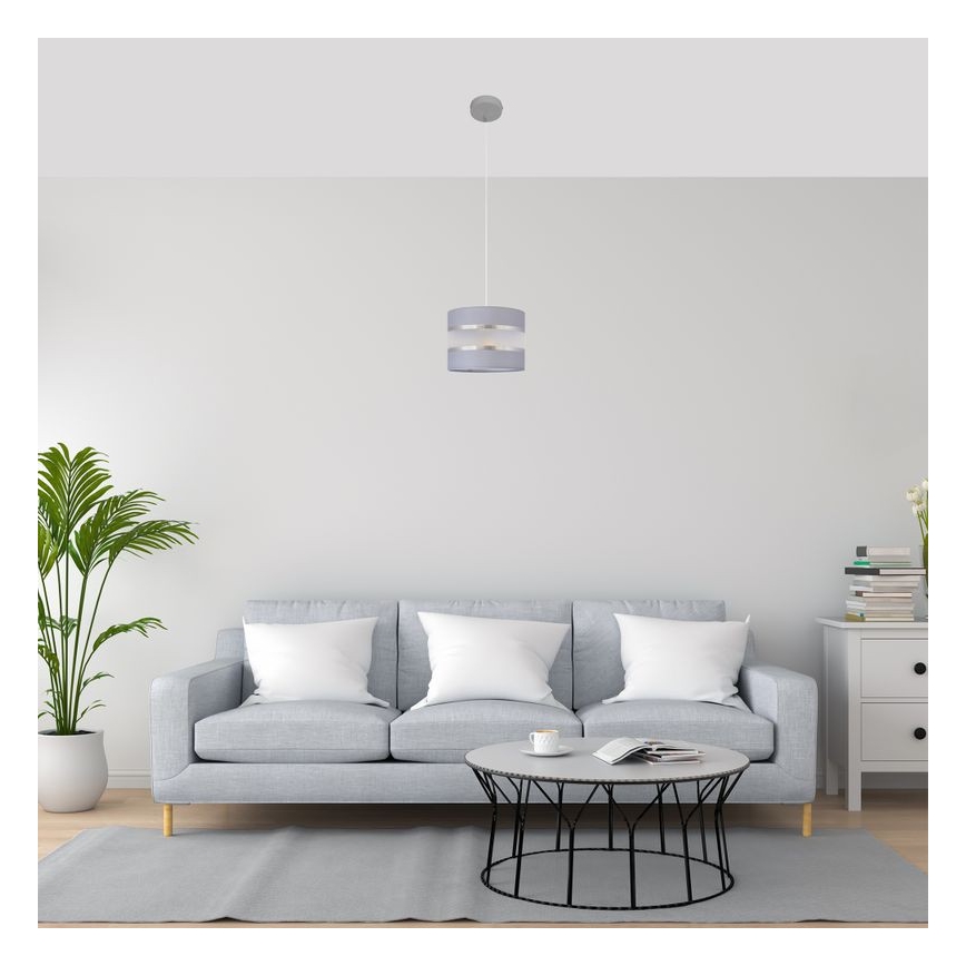 Candelabro suspenso HELEN 1xE27/15W/230V diâmetro 20 cm cinzento/prateado