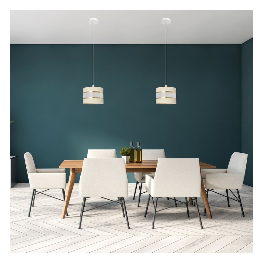 Candelabro suspenso HELEN 1xE27/15W/230V diâmetro 20 cm creme/dourado