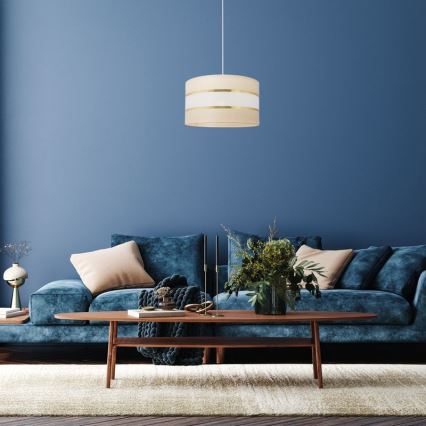 Candelabro suspenso HELEN 1xE27/15W/230V diâmetro 35 cm creme/dourado