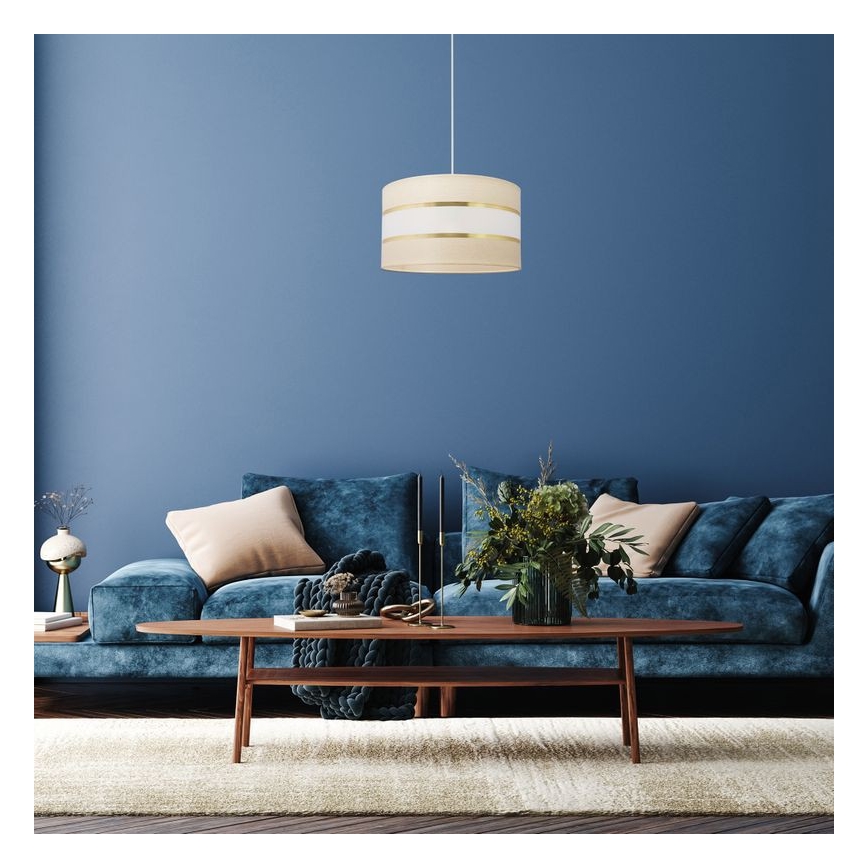 Candelabro suspenso HELEN 1xE27/15W/230V diâmetro 35 cm creme/dourado