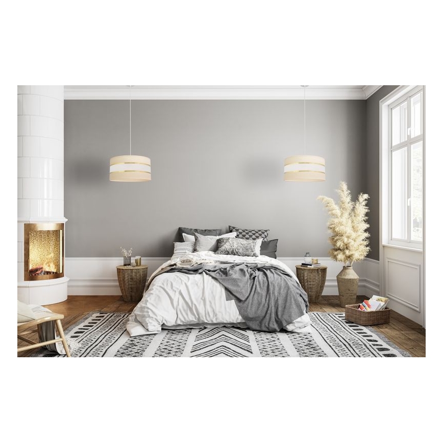 Candelabro suspenso HELEN 1xE27/15W/230V diâmetro 40 cm creme/dourado