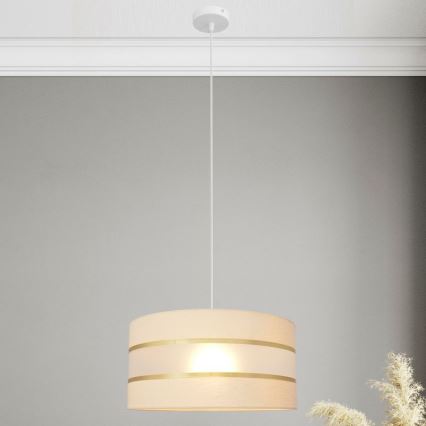 Candelabro suspenso HELEN 1xE27/15W/230V diâmetro 40 cm creme/dourado