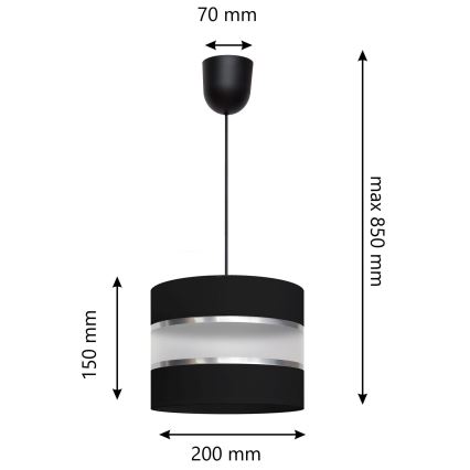 Candelabro suspenso HELEN 1xE27/15W/230V preto
