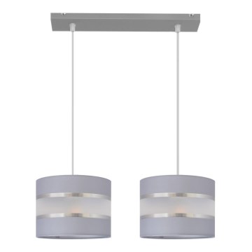 Candelabro suspenso HELEN 2xE27/15W/230V cinzento/prateado