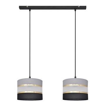 Candelabro suspenso HELEN 2xE27/15W/230V preto/cinzento/dourado
