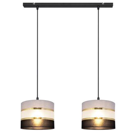 Candelabro suspenso HELEN 2xE27/15W/230V preto/cinzento/dourado