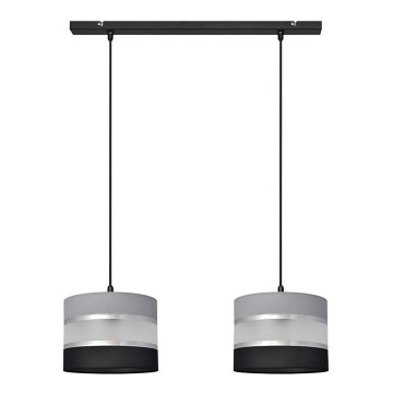Candelabro suspenso HELEN 2xE27/15W/230V preto/cinzento/prateado