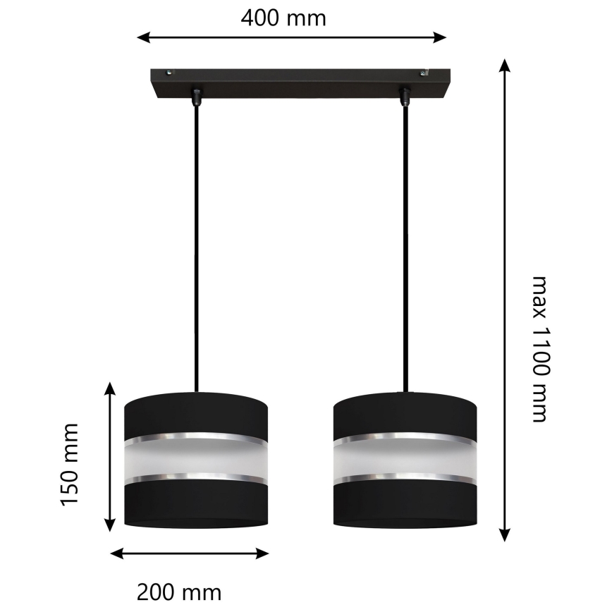 Candelabro suspenso HELEN 2xE27/15W/230V preto